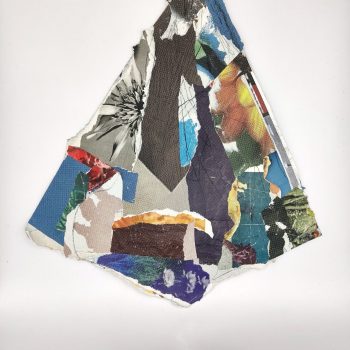 Mountain 2025 torn poster, paper, crayons 36 x 31 cm